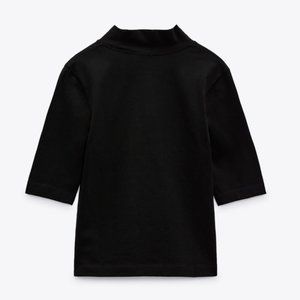 ZARA BLACK MOCK NECK 3/4 SLEEVE TOP
